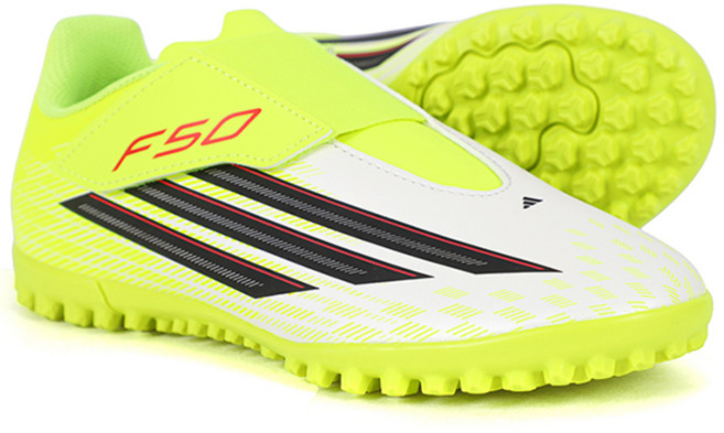 아디다스 F50 클럽 VEL 유소년용 끈 없는 벨크로 타입 인조잔디용 축구화