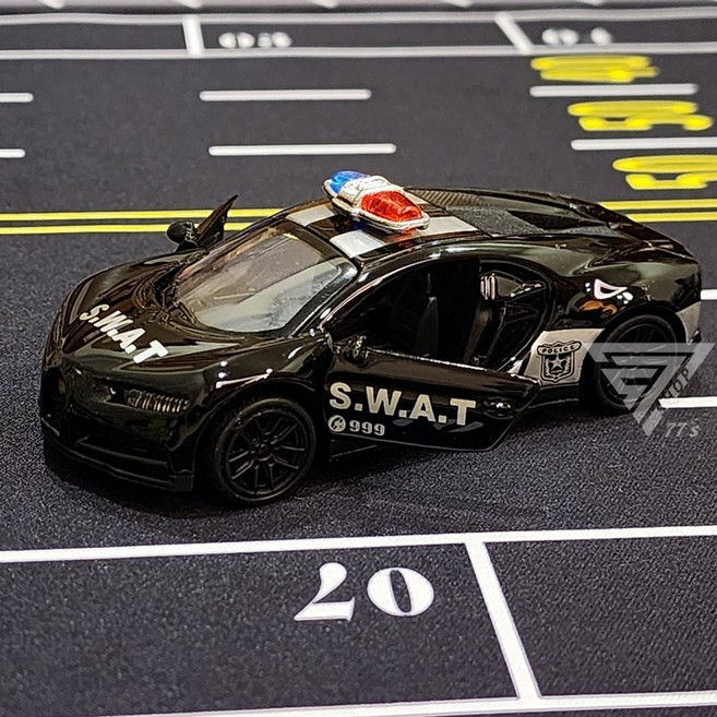 77'S 1:43合金模型車 仿真超跑警車系列 回力開門兒童玩具車, 【警車】布加迪, 1個