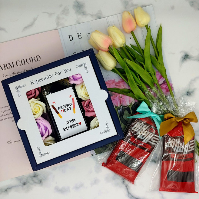 빼빼로데이 플라워박스 커피 선물세트, 1세트, 250ml