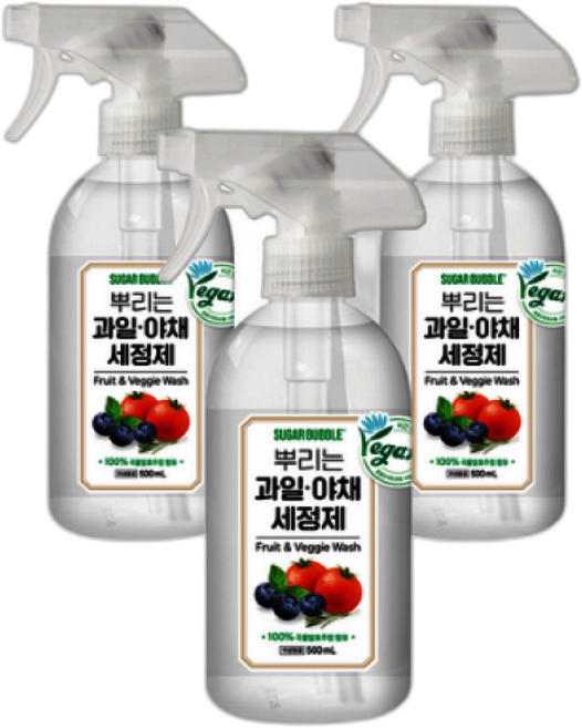 슈가버블 뿌리는 과일야채세정제X3 /잔류농약제거, 1개, 500ml