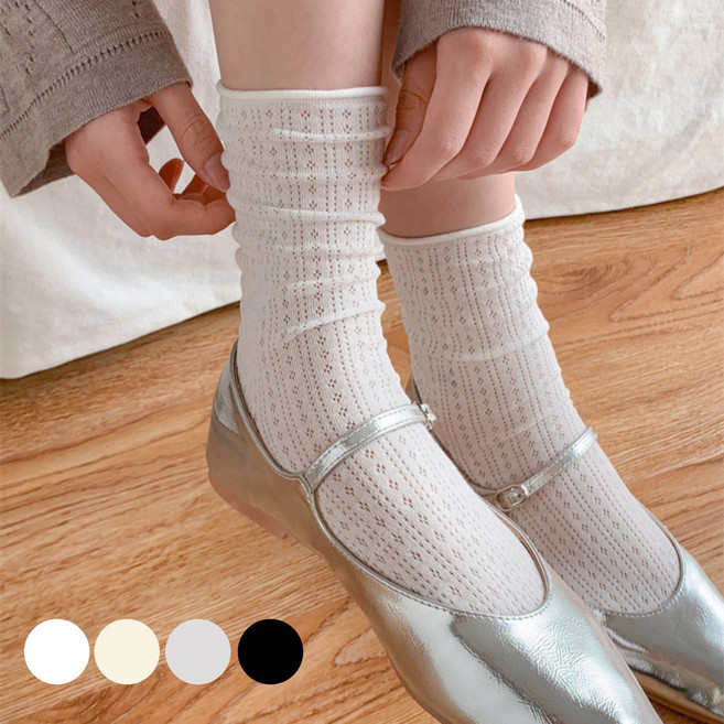 바디랜드 데일리 시스루 펀칭 양말 4켤레