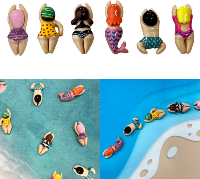플라스틱 수영하는 사람 모형 파츠 수박수영장 꾸미기 6봉지 1세트