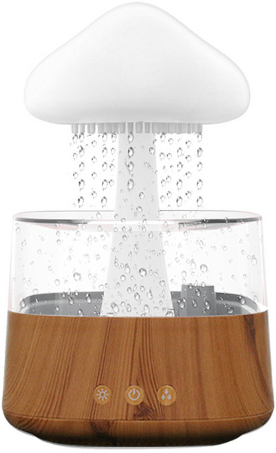 비구름 무드등 가습기 빗소리 구름비 물방울 물멍, 우드 450ml