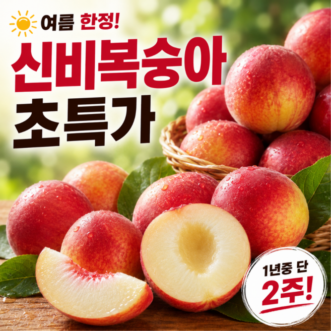 2주간만 판매하는 고당도 아삭달콤 재철과일 신비복숭아 1박스 1kg