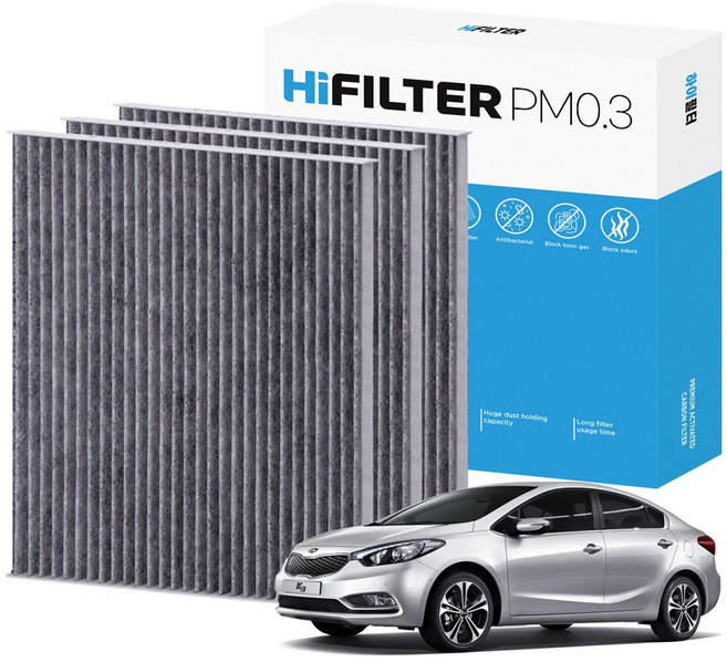 2+1 하이필터 PM1.0 활성탄 자동차 에어컨필터, 3개, 더 뉴 K3 (1세대/YD) H10E105