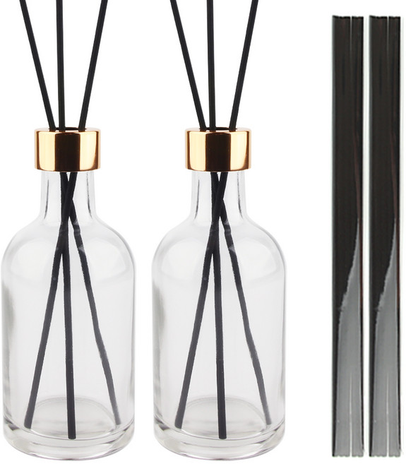 공병상회 디퓨저 DIY 소분용기 OS위스키200 투명 유리병 2P + 리드스틱 10P 세트, 2개, 200ml, 골드캡