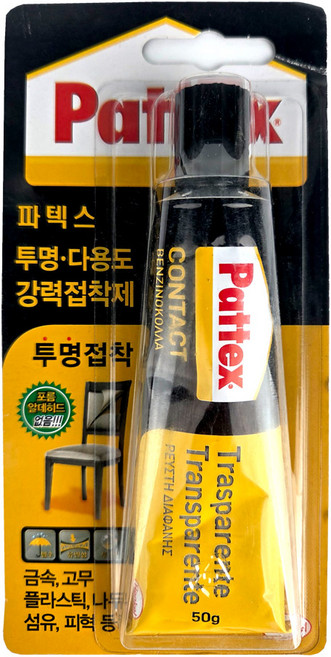 pattex 파텍스 투명 다용도 강력 접착제 50g 고무 가죽 금속 섬유 플라스틱 나무 철 타일 본드, 1개