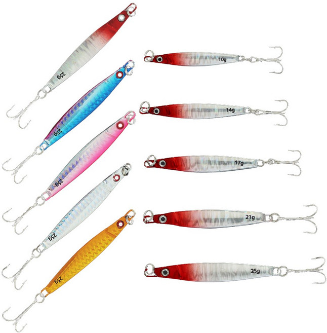 레저킹 홀로그램 메탈지그+트레블훅, 4개, 21g, 골드