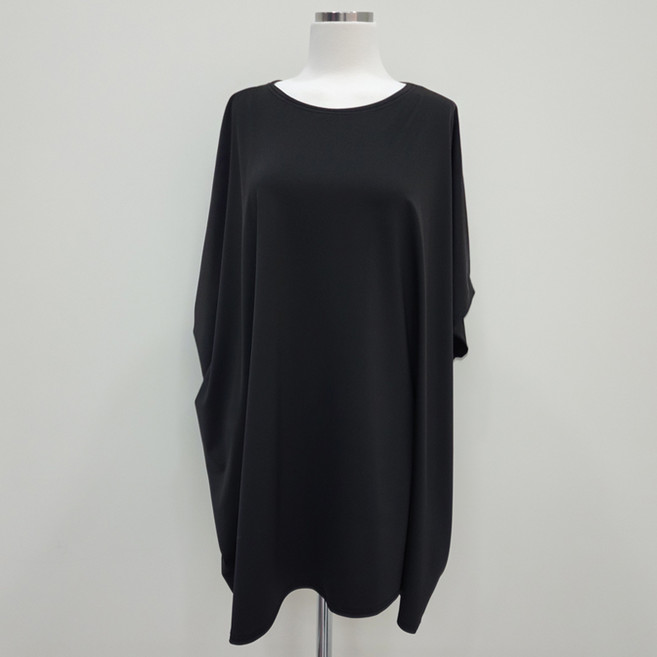 루즈비치 반팔가오리래쉬가드원피스 비치웨어 빅사이즈 수영복 커버업 오버핏, 블랙