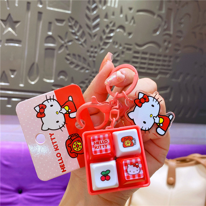 FATTYS 스트레스해소 헬로키티 키캡 키링, 1개, 레드