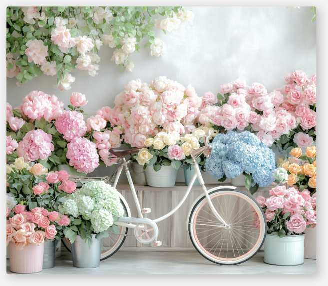 노아갤러리 인테리어 가리개천 대형 패브릭 포스터, 14.꽃길 위 자전거