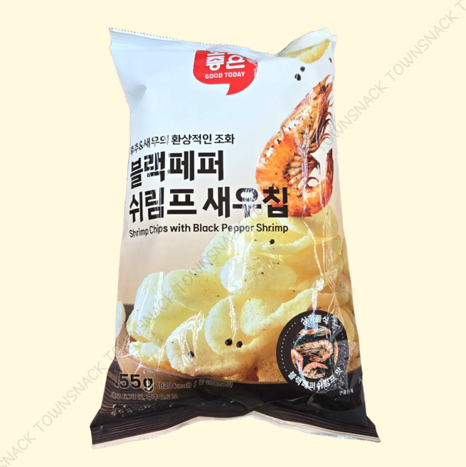오늘좋은 블랙페퍼 쉬림프 새우칩, 3개, 155g