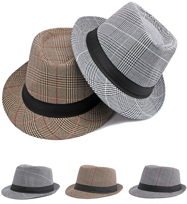 남자 패션 중년 파나마햇 보터햇 신사모자 체크 페도라 중절모 i90