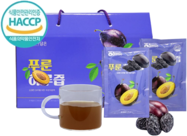 푸룬 즙 주스 서양 자두 상쾌한 아침 낮은 GI 지수 식약처 해썹, 30개, 70ml