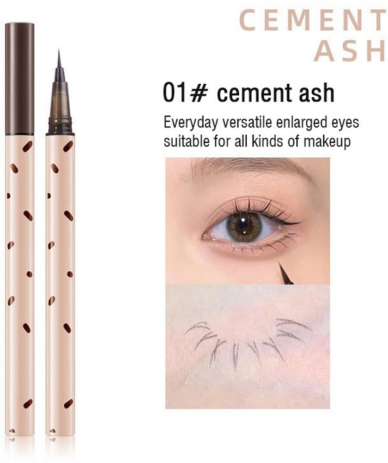 라이너 액체 장기 방수 비 후광 염색 얇은 머리 스틱 속눈썹 누에 펜, 01 Cement Ash, 1개