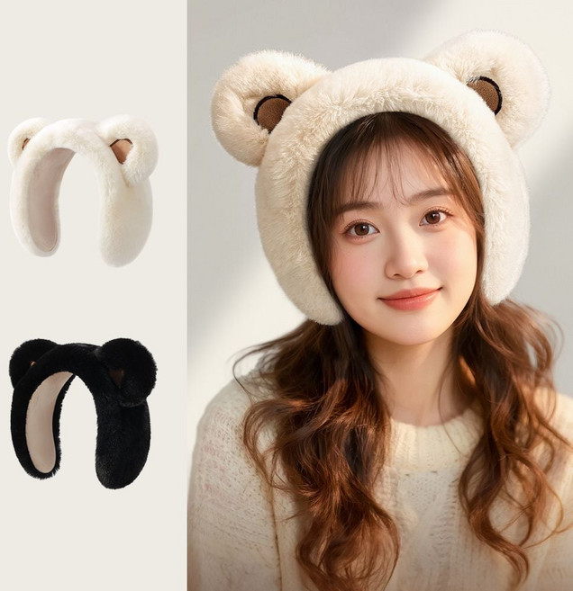 (큰손할인) 곰돌이귀마개 귀돌이 겨울 귀덮개 퍼 겨울필수템 따뜻한 방한 큐트 귀도리 귀여운 곰머리띠 털_ 20273532EA
