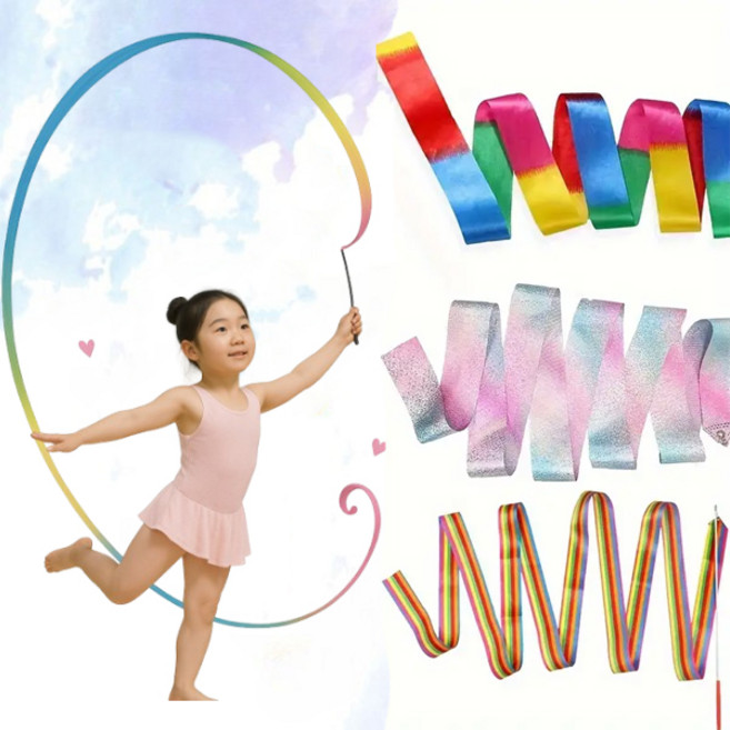 리듬체조 리본 컬러 1+1+1 3종세트 4M 안꼬이는 체육 준비물 반짝이 운동회 야유회 장기자랑