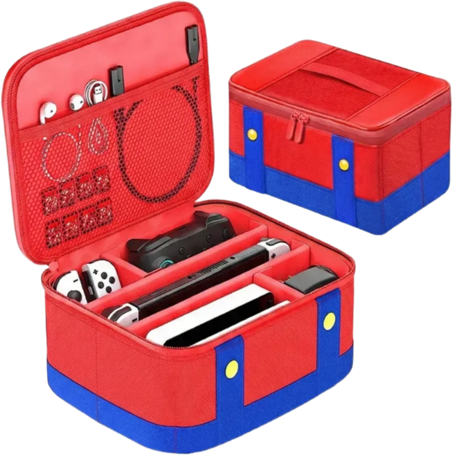 에버샵 닌텐도 스위치 올인원 대용량 수납 가방 마리오 파우치 여행용 케이스 조이콘 프로콘 멀티 보관함, 1개