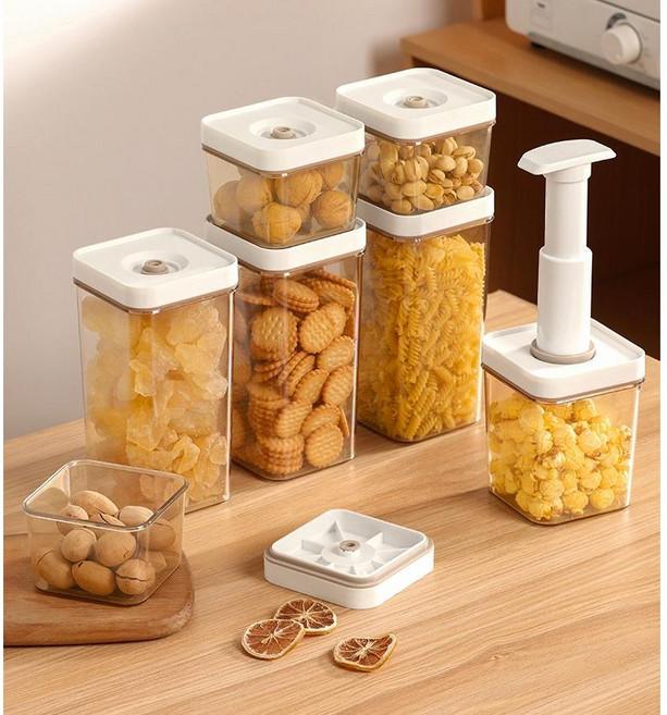 진공 밀폐용기 진공펌프 세트 강력밀폐 내열 냉동실 보관가능, 1세트, 450ml+750ml+1300ml