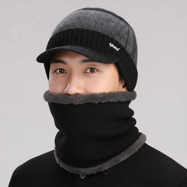 제로아 겨울 방한 귀마개 모자 넥워머세트