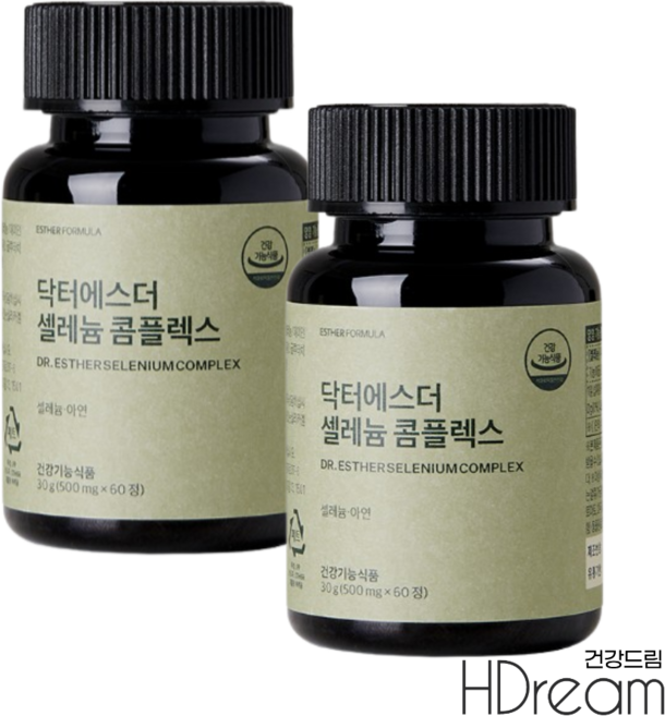 여에스더 셀레늄 콤플렉스 아연 건조효모 글루타치온 HD 미네랄 항산화 면역 에스더, 60정, 2개