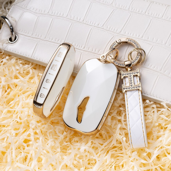 제네시스 G80 스마트키 키케이스 7버튼 TPU 선물세트, 화이트, 제네시스 7버튼 7번