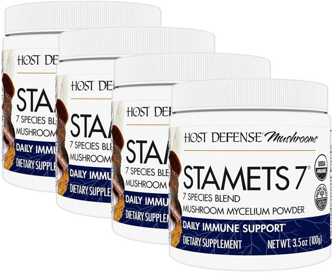 호스트 디펜스 스타메츠 7 머쉬룸 버섯 파우더 Host Defense Stamets 7 Mushroom Powder, 4개, 100g - 쿠팡