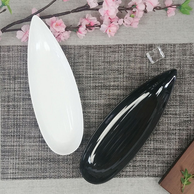 yp 샤인 2352 12인치 버들잎 접시 흑 BB 멜라민 반찬접시 투칼라, yp샤인 2352-12인치 버들잎접시 백, 1개