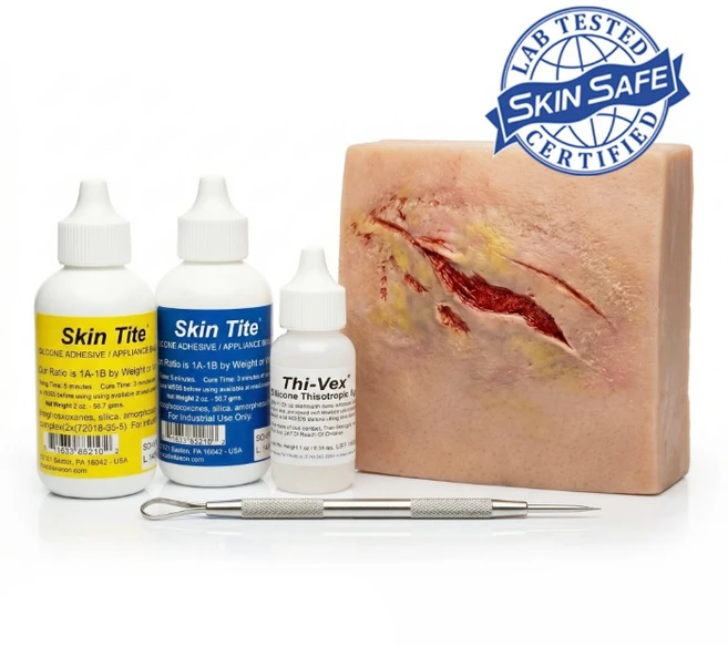 Smooth-On 부드러운 상처표현 특수분장용 실리콘 Skin Tite 콤보 키트(실리콘 점도조절제 포함) 경화시간 5분 - 쿠팡