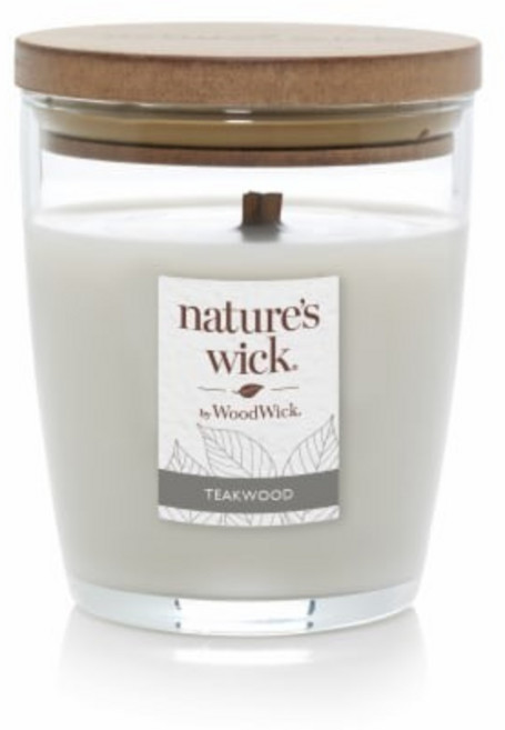 蠟燭森林 Woodwick 10oz 玻璃瓶 木芯竹蕊香氛蠟燭 (綠茶青檸/林地玫瑰/柚木苔蘚/海鹽茉莉/秘魯聖木), 柚木, 1個