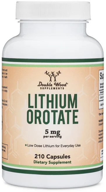 리튬 오로레이트 5mg 210캡슐 (제3자 검증 비건 안전 비GMO) 더블 우드 서플리먼트 차분 마음 더 균형 잡힌 나은 밤 휴식, 1개 - 쿠팡