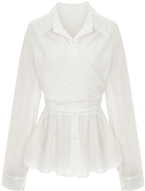 티뷰 페미닌 레이어드 랩 블라우스 V6A-CBL024