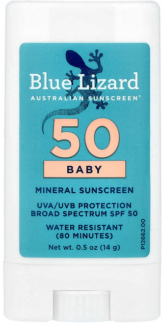 Blue Lizard Australian Sunscreen Baby Mineral Sunscreen Stick SPF 50 0.5 oz (14 g) (블루 리자드 오스트레