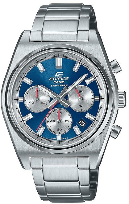 Casio 카시오 EFB-730D 시리즈 | 남성용 디지털 시계 (실버/블루) 100WR 1초 크로노그래프 날짜 표시_146531