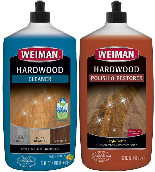 Weiman 광택 스크래치 제거 하드우드 바닥 클리너 + 폴리쉬 복원기 콤보 팩, 콤보팩, 1개, 946ml