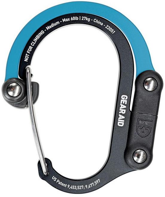 기어에이드 히어로클립 카라비너 클립 앤 후크 M 레드 1개 100716, 1 Pack, Medium, Black and Blue