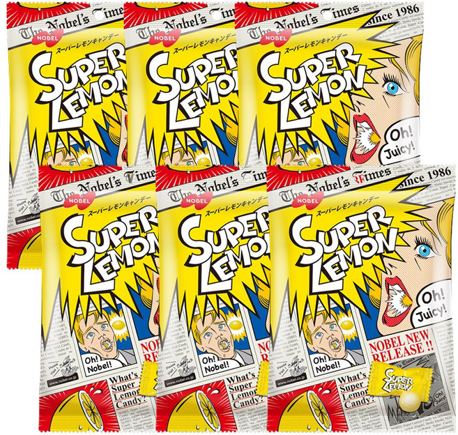 노벨 슈퍼레몬향캔디, 80g, 6개