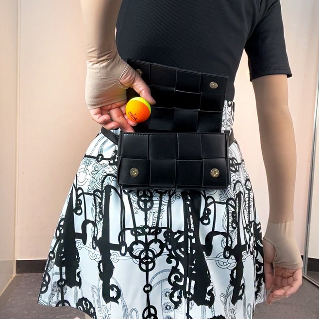 투솜 여성골프힙색 여자골프가방 스퀘어짜임 거리측정기케이스 골프힙색 골프공주머니 허리가방 여성 허리색 허리백 공 라운딩, 블랙, 1개