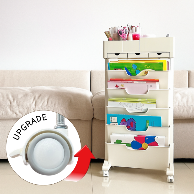 바나린 프리미엄 학습트롤리 홈스쿨정리함, 화이트, 5단