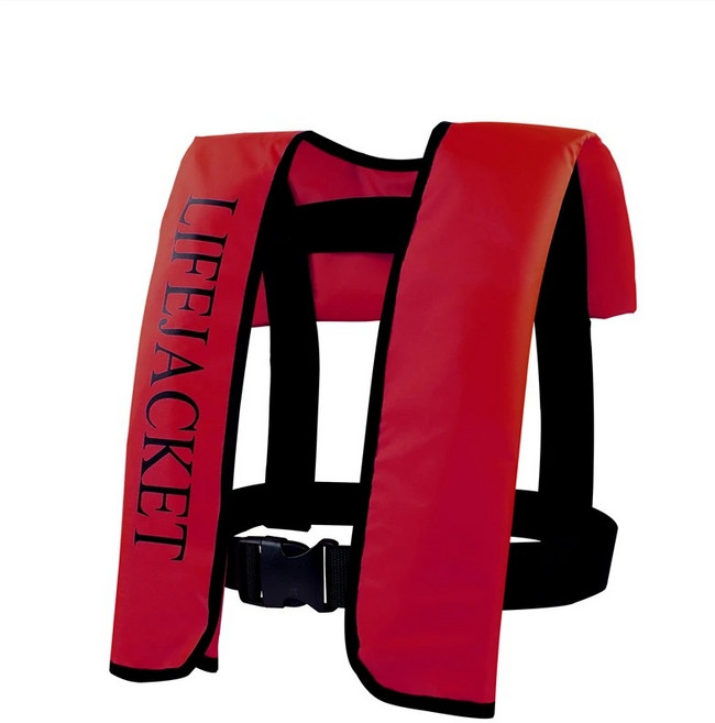 成人氣脹式救生衣 專業釣魚船用馬甲, 紅色手動