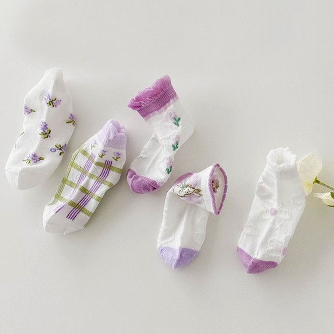 슈가앤 NE 파스텔 양말 아동용 메쉬양말 5켤레 세트 유아 아동 양말