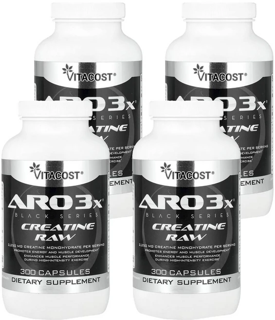 비타코스트 블랙 시리즈 ARO3x 크레아틴 로우 Vitacost Black Series ARO3x® Creatine Raw 300정, 4개 - 쿠팡