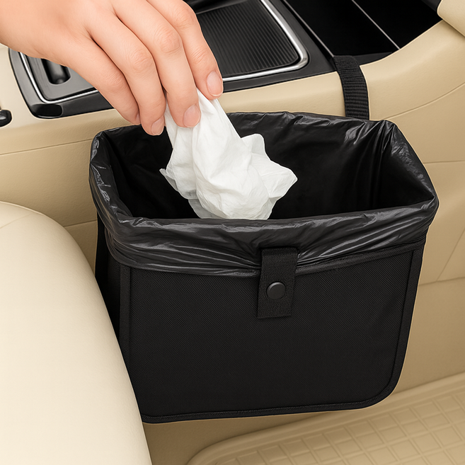 레브온 7L 접이식 방수 자동차 휴지통, 블랙