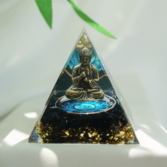 부처 상 어항 인테리어 연꽃 오브제 크리스탈 소품 불교 부처님 유리 장식 비로자나불 불상, 블랙, 1개