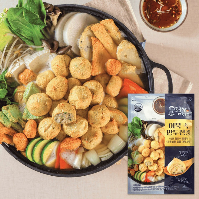 어만두 간편 즉석 밀키트 어묵피 국물 안주 오뎅 조봉창명인의 어묵 속 만두전골, 2세트 : 만두전골 10팩 + 소스 10팩, 4kg, 1개