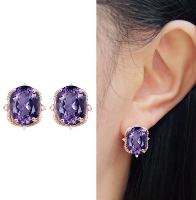 [혜성주얼리] 줄리아 딥퍼플 자수정 귀걸이