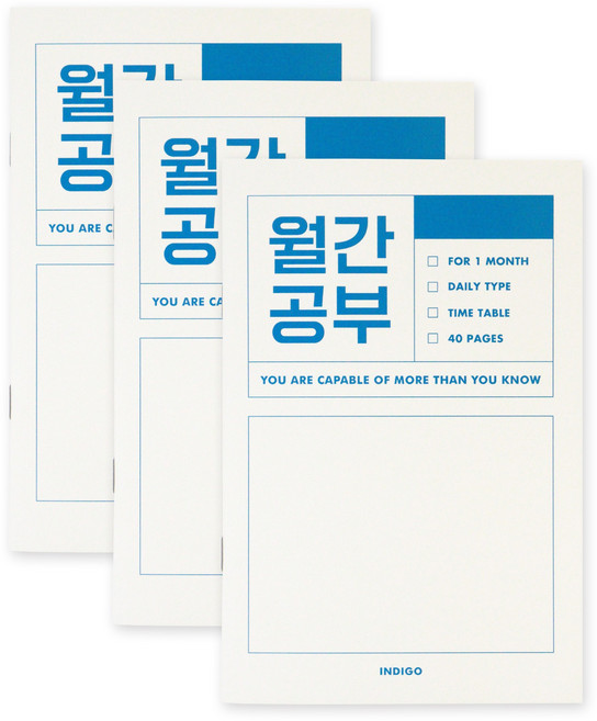 인디고 월간공부 스터디 플래너 1개월, 블루, 3개