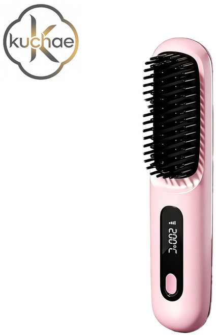Kuchae 빗고데기 음이온 온도조절 매직기, 핑크