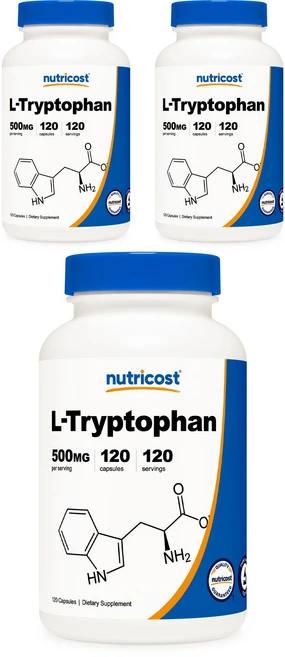 뉴트리코스트 L-트립토판 500mg 캡슐 글루텐 프리, 120정, 3개 - 쿠팡