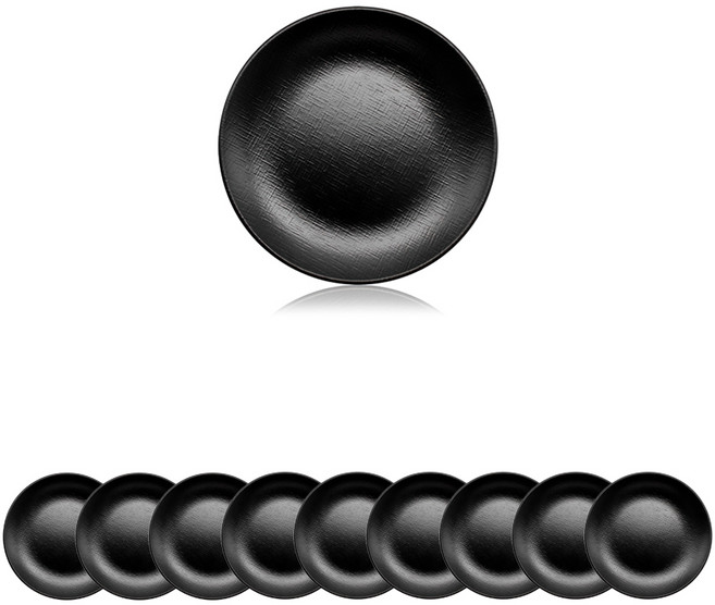 키친왕 업소용 멜라민 원형접시, 10개, 블랙